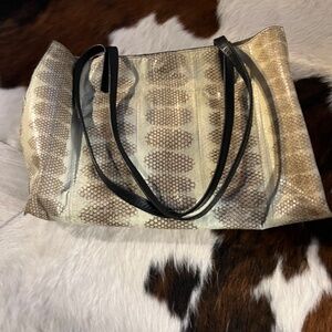 BMay Bags Embossed Python Soft Leather Essential Tote Purse Handbag